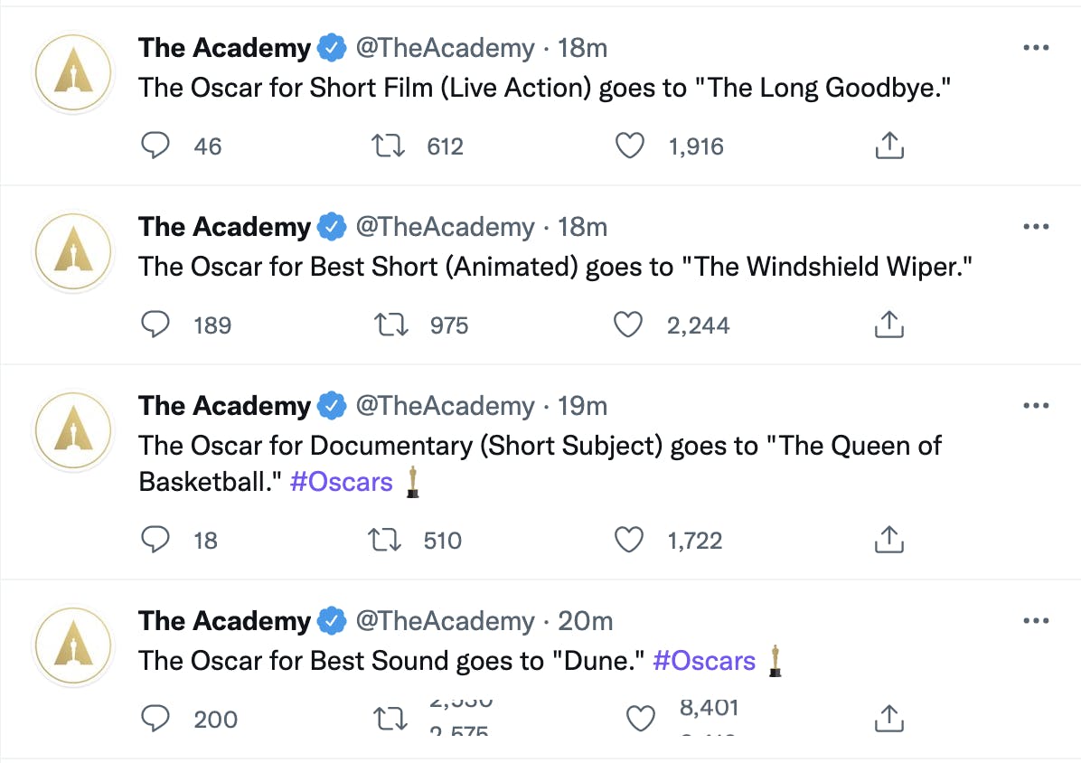 tweets from the academy