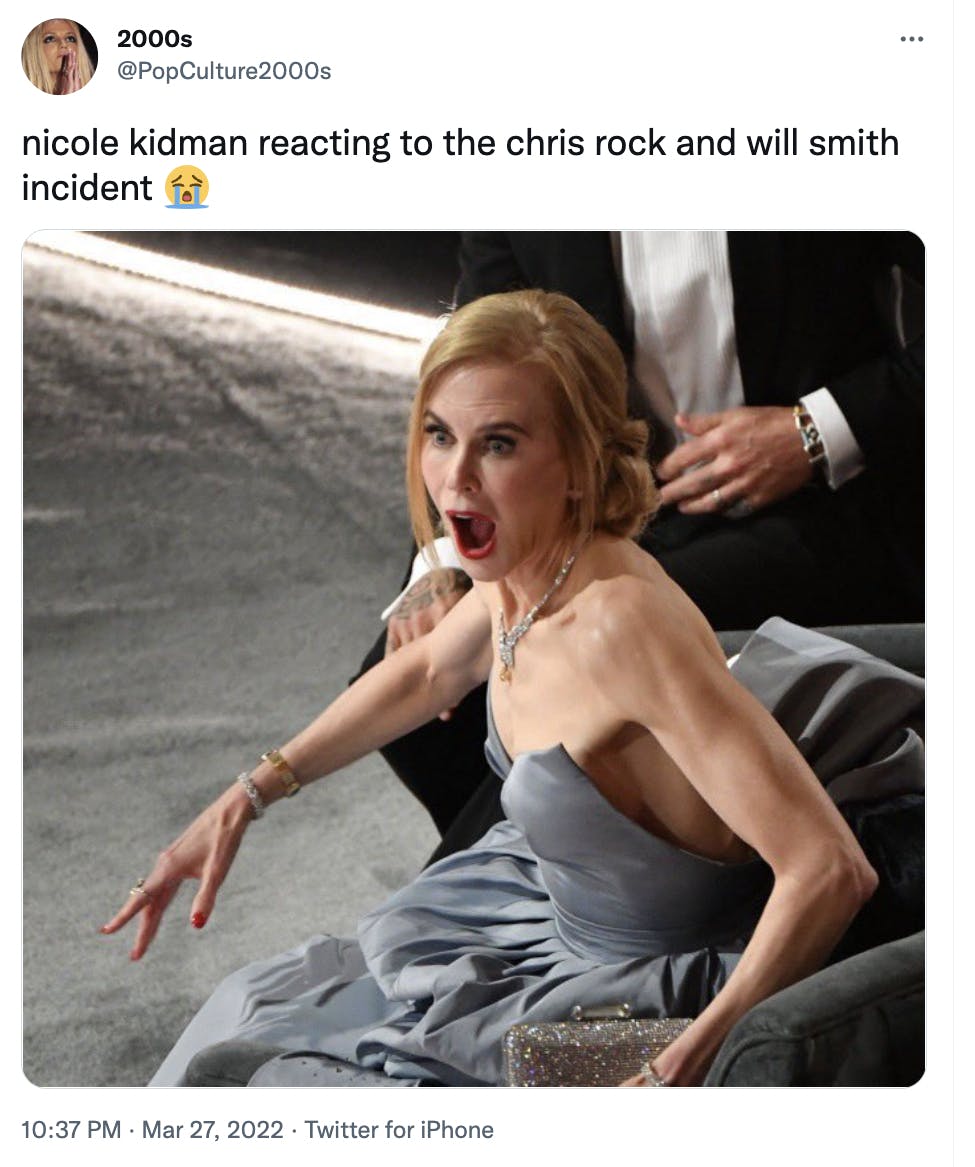 nicole kidman in a blue dress gasping