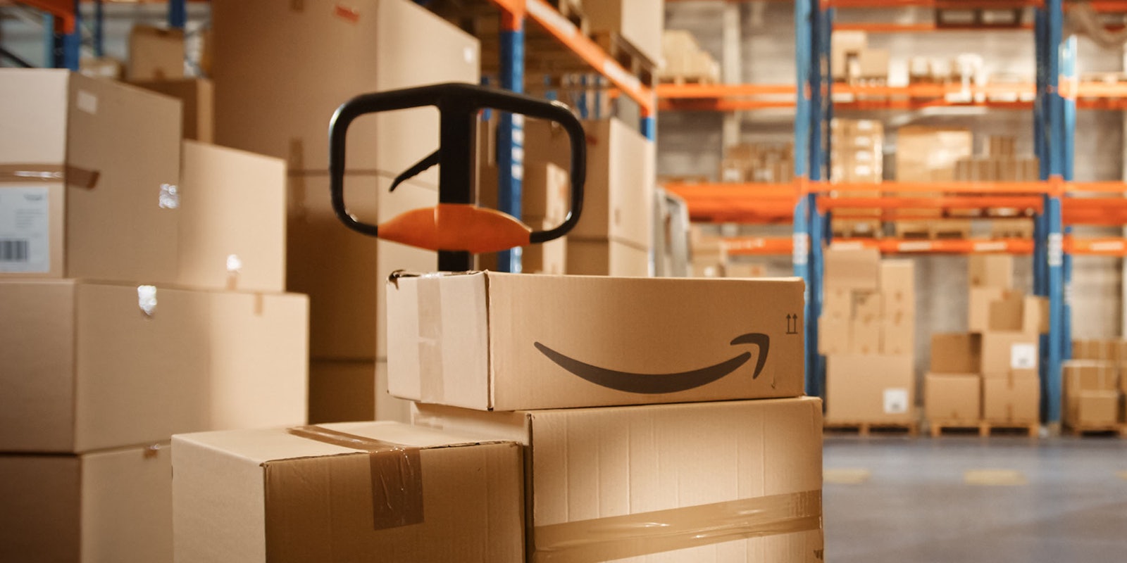 amazon warehouse with boxes