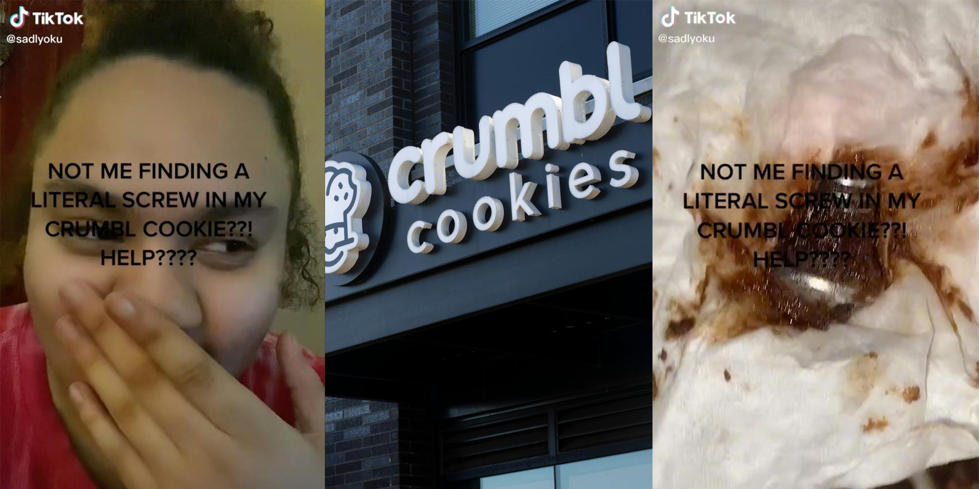 TikToker says they found screw in Crumbl cookie.