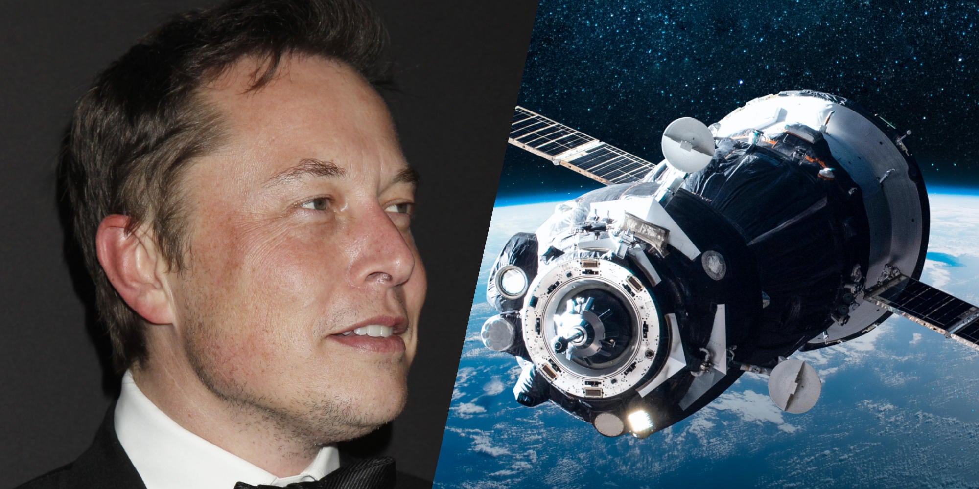 elon musk (l) satellite (r) providing starlink in ukraine
