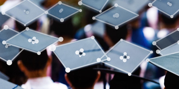 college graduation caps with facial recognition tech on top