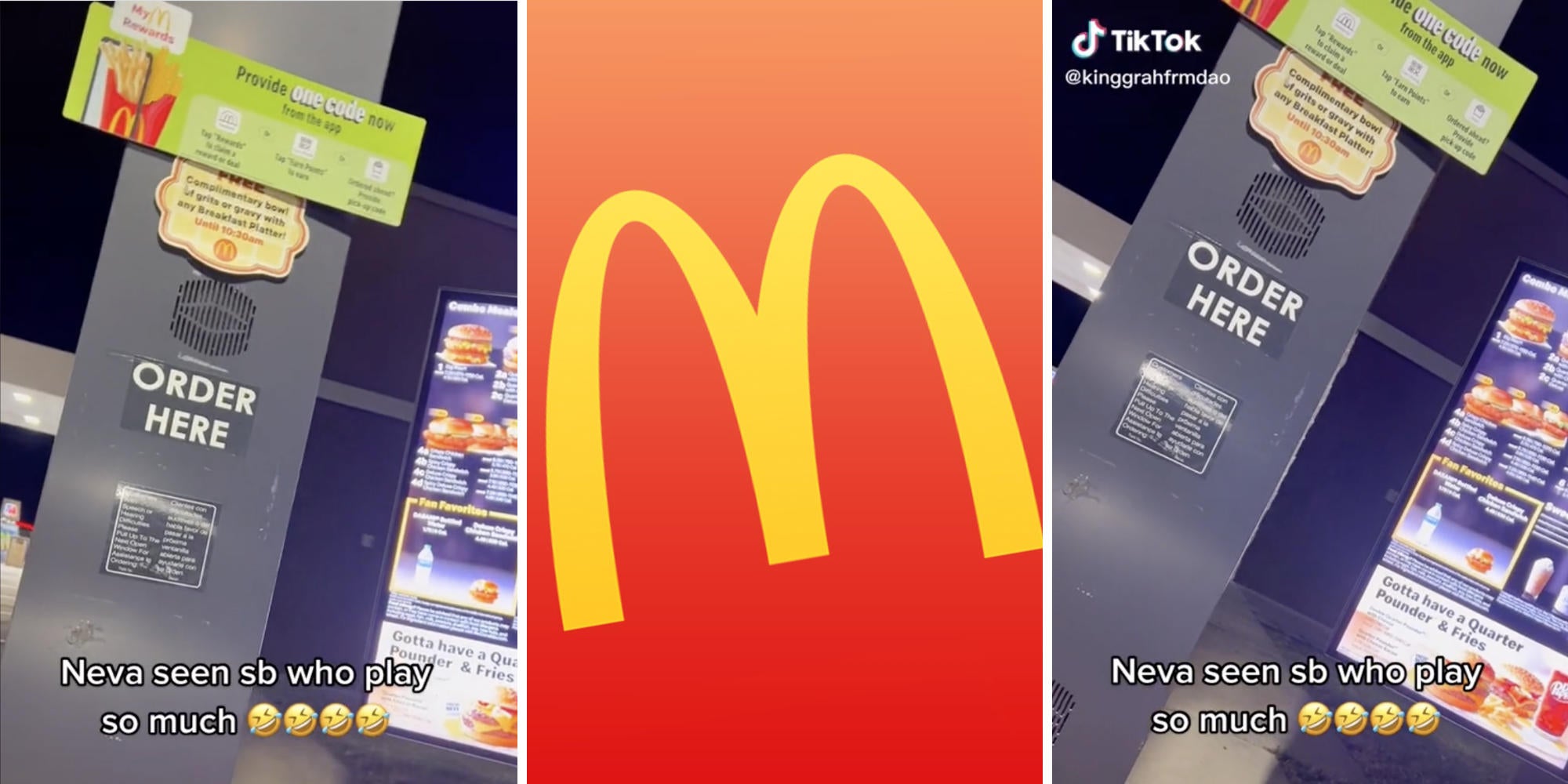 micdonalds drivethrough (l) (r) mcdonalds logo (m)