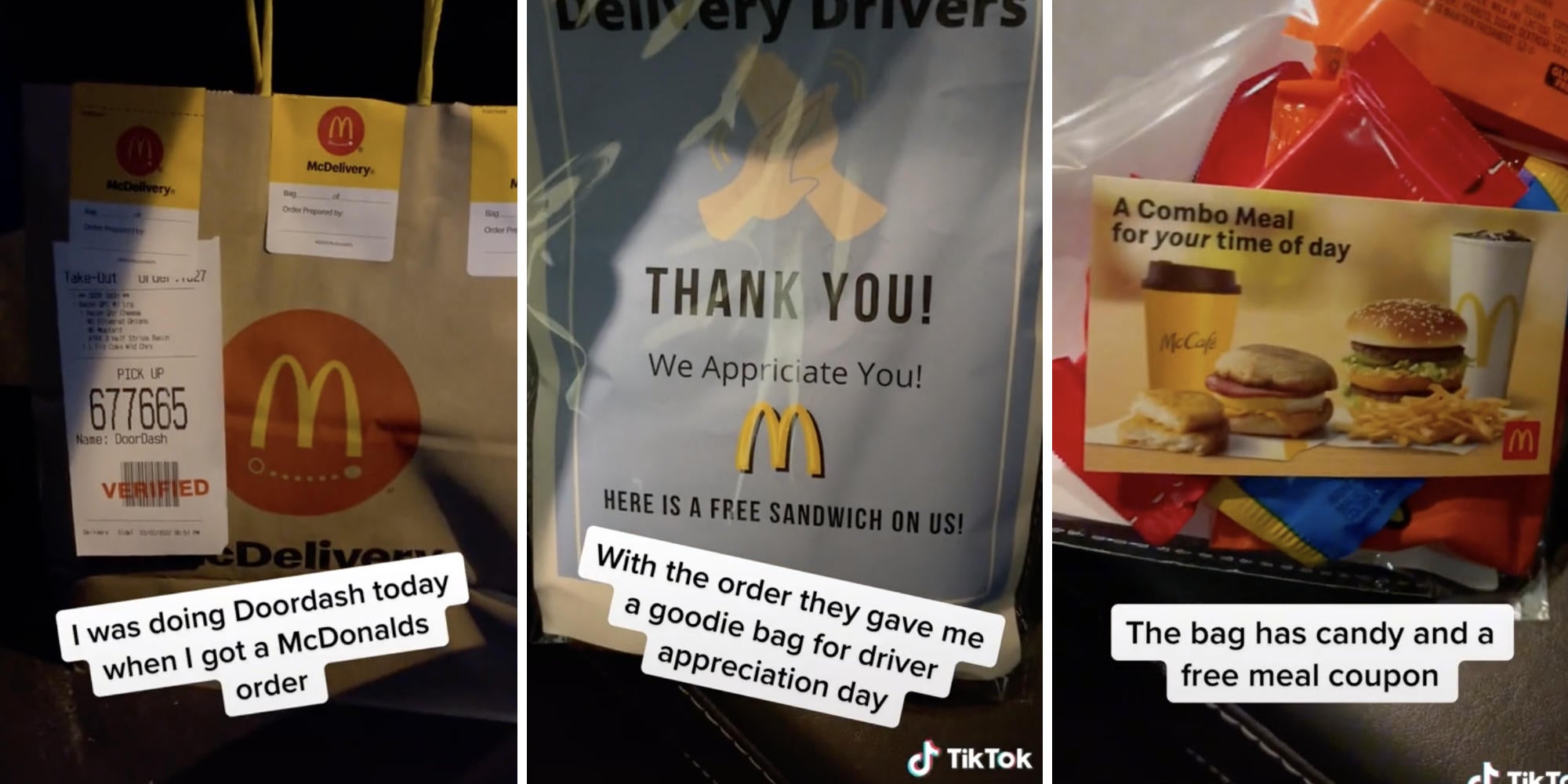 DoorDash Driver Shows 'Appreciation' Goodie Bag From McDonald's