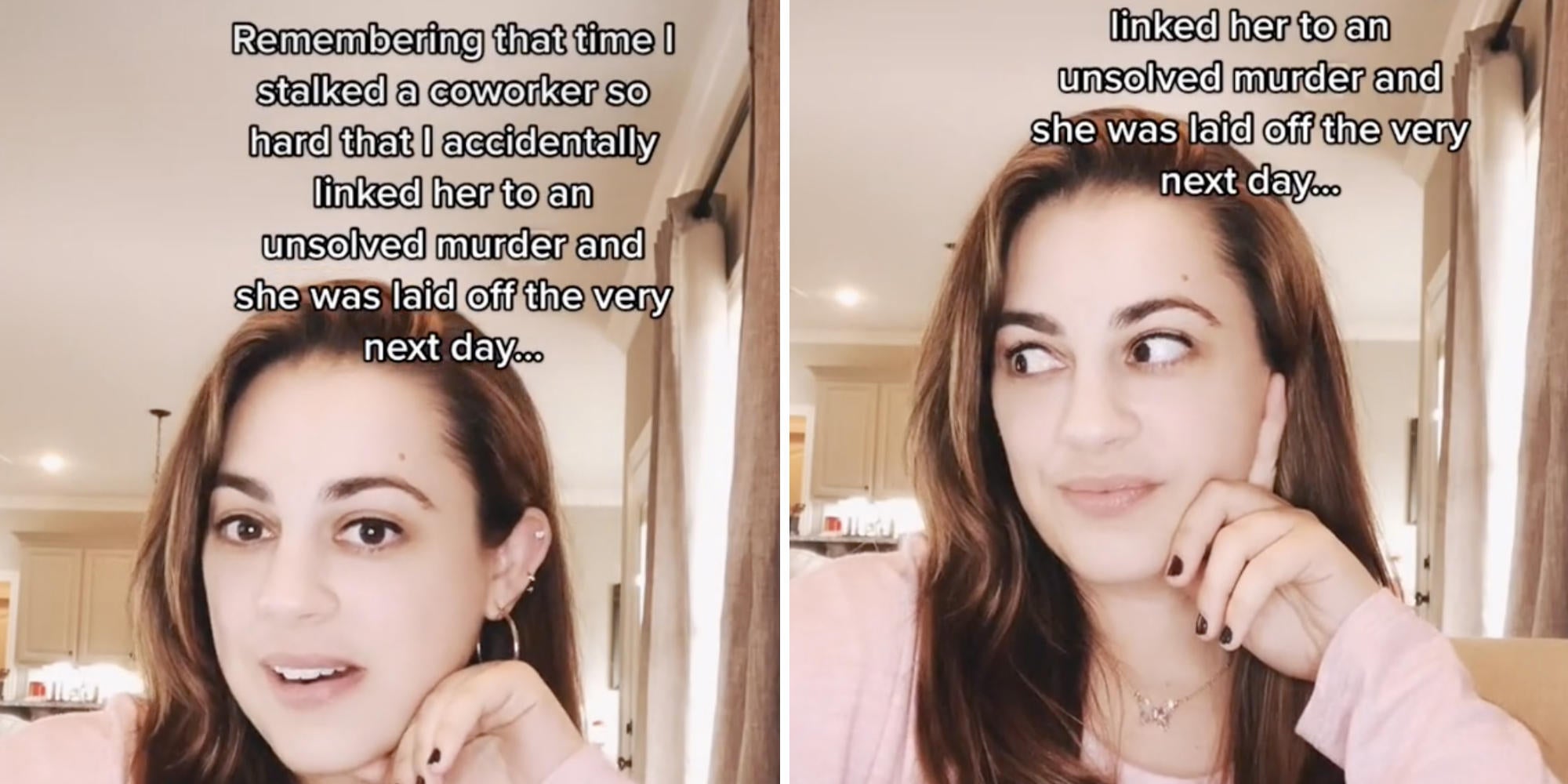 woman thinking back to event and looking shocked