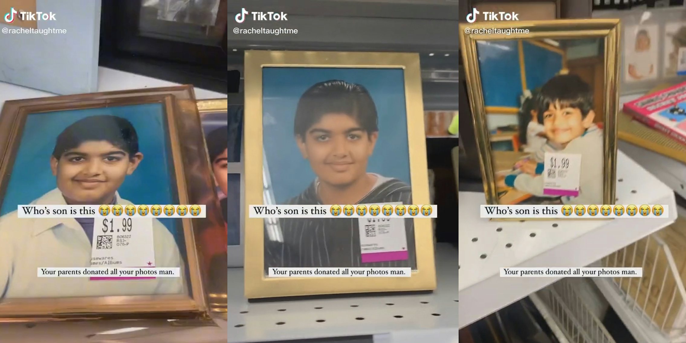 child's school pictures in frame in thrift store
