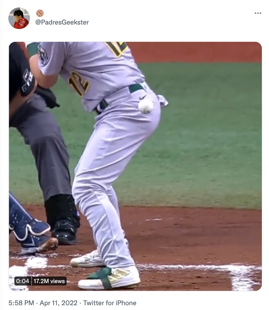 sean murphy hitting a baseball with his butt