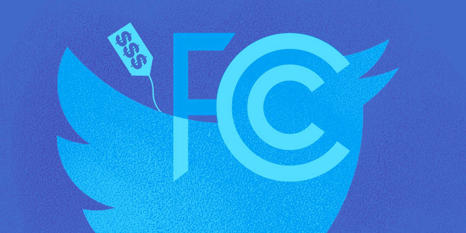 fcc logo on twitter bird logo with a price tag