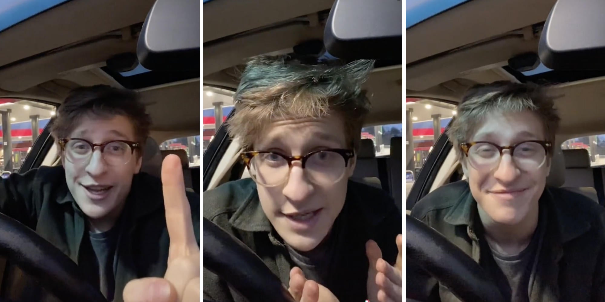 man in a car explaining things to camera