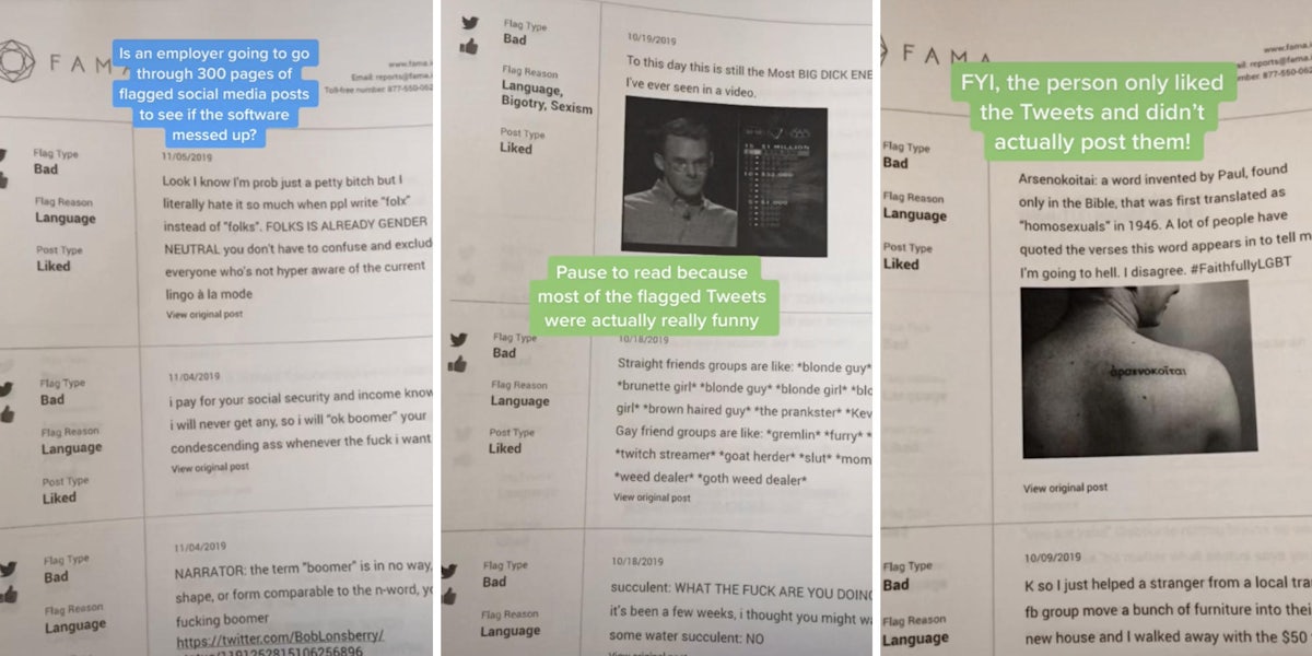 photos of printed out social media posts