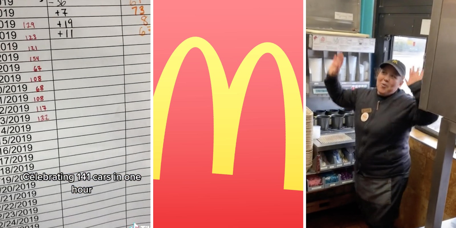 checklist (l) mcdonalds logo (m) mcdonalds employee dancing (r)