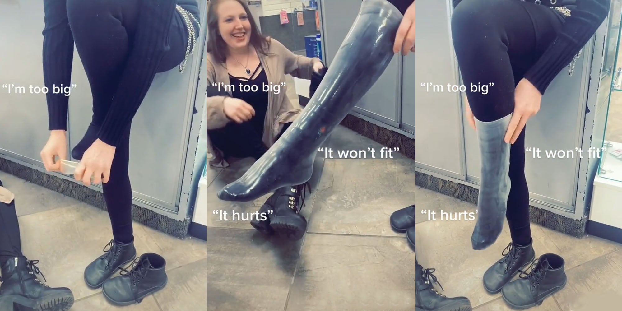 Woman puts condom on her leg to debunk myth that some men are 'too