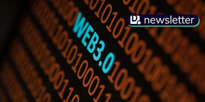 Code on a screen with the words Web 3.0 on it. In the top right corner is the Daily Dot newsletter logo