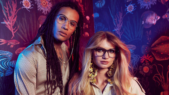 Models wearing trendy Vint and York eyeglasses