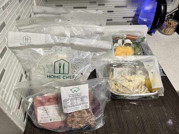 All of the Home Chef meal bags unpacked
