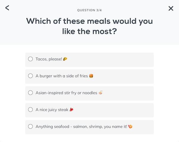 Home Chef quiz asks users what kinds of meals they enjoy the most