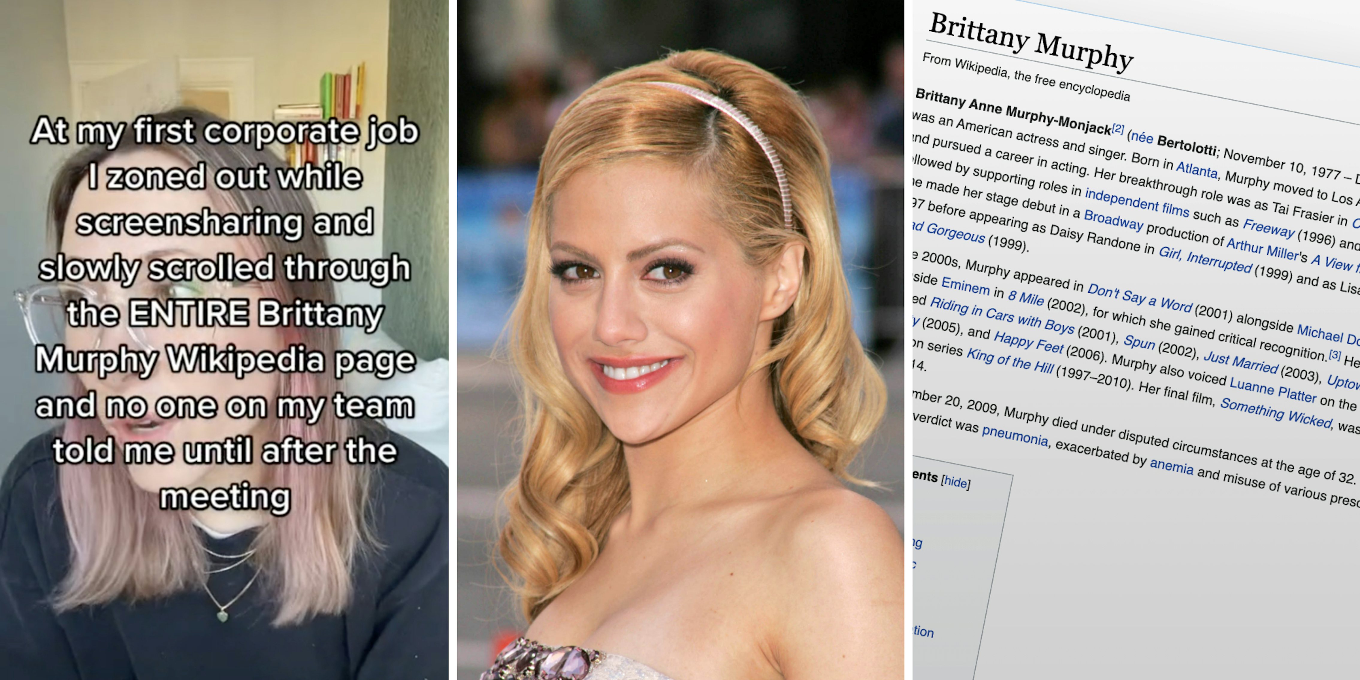 Woman Shows Brittany Murphy's Wikipedia While Screen-Sharing at Work