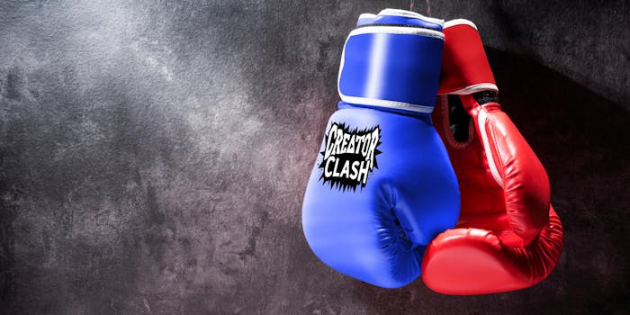 blue and red boxing gloves