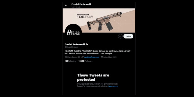 Daniel Defense locked Twitter page