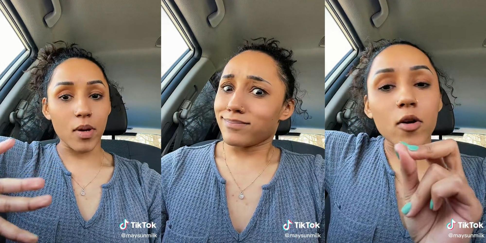 young woman in car