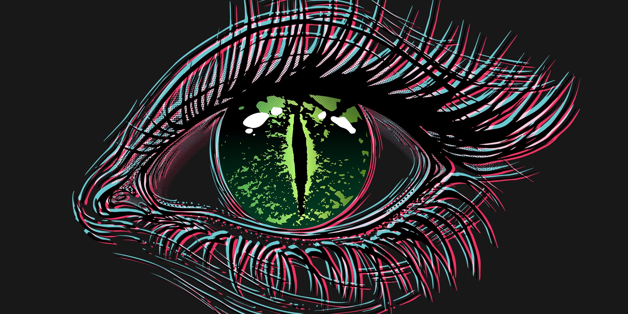 human eye with reptilian iris and pupil referencing tiktok reptoid theory