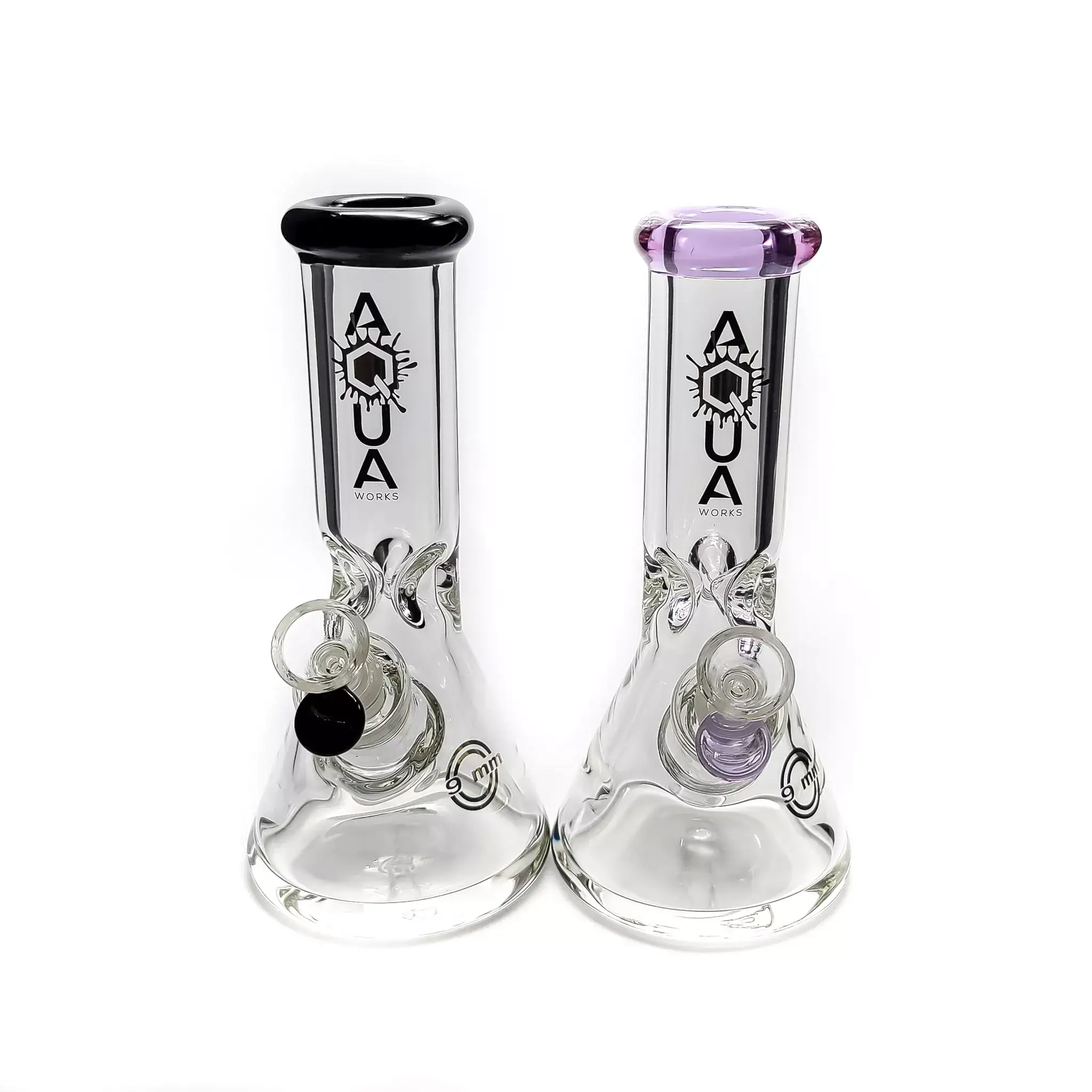 Two clear bongs.