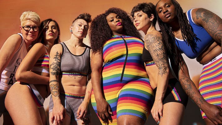 Group of models wearing gender neutral underwear and clothing by TomboyX