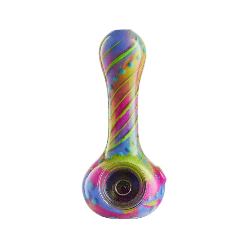 Multi-colored floral spoon smoking pipe.
