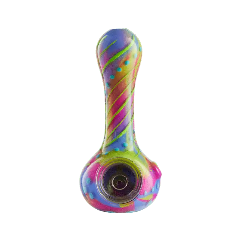 Multi-colored floral spoon smoking pipe.