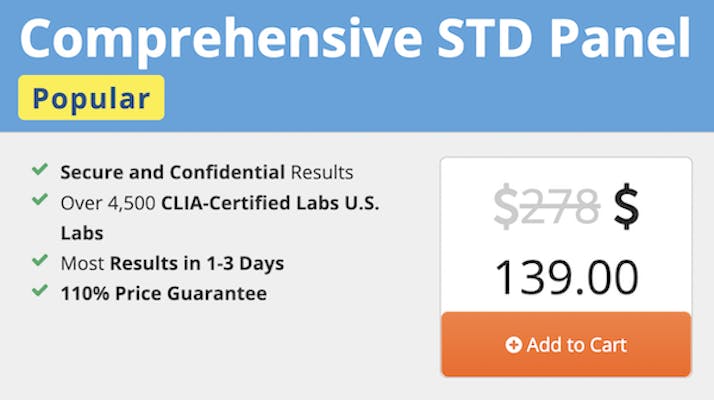 HealthLabs comprehensive STD panel pricing