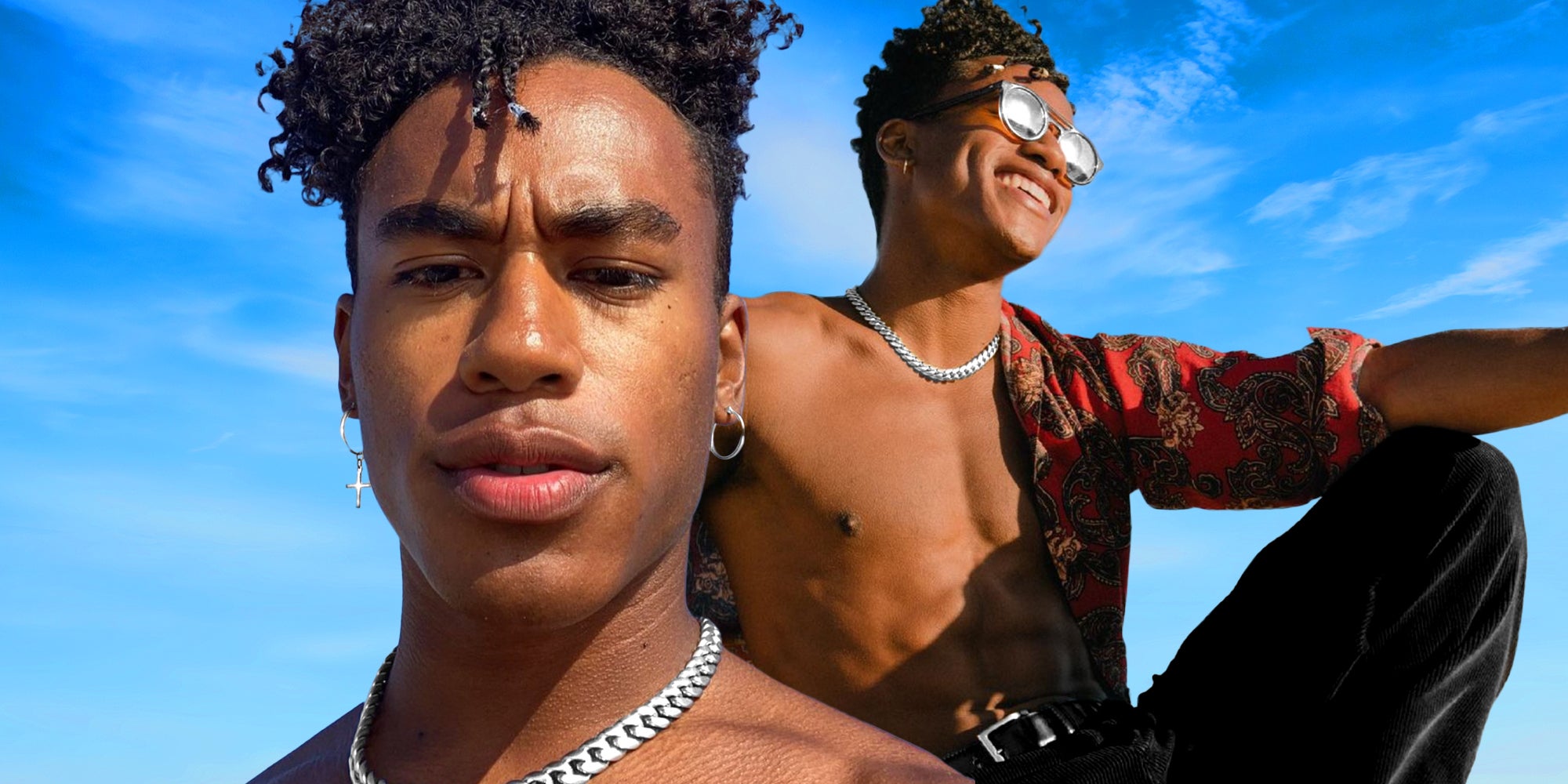 A man in front of a blue sky