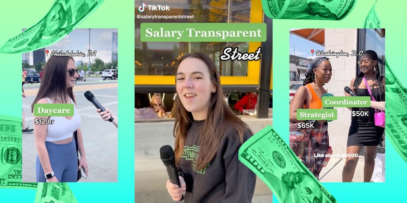 Salary Transparency Street TikTok account asking people how much they make