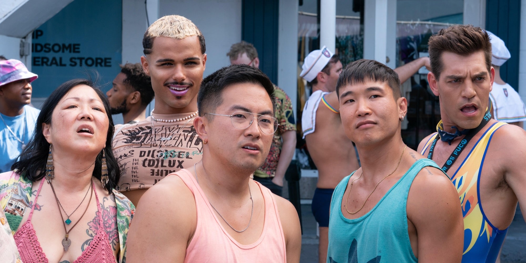 (l-r): margaret cho, tomás matos bowen yang, joel kim booster, and matt rogers in fire island