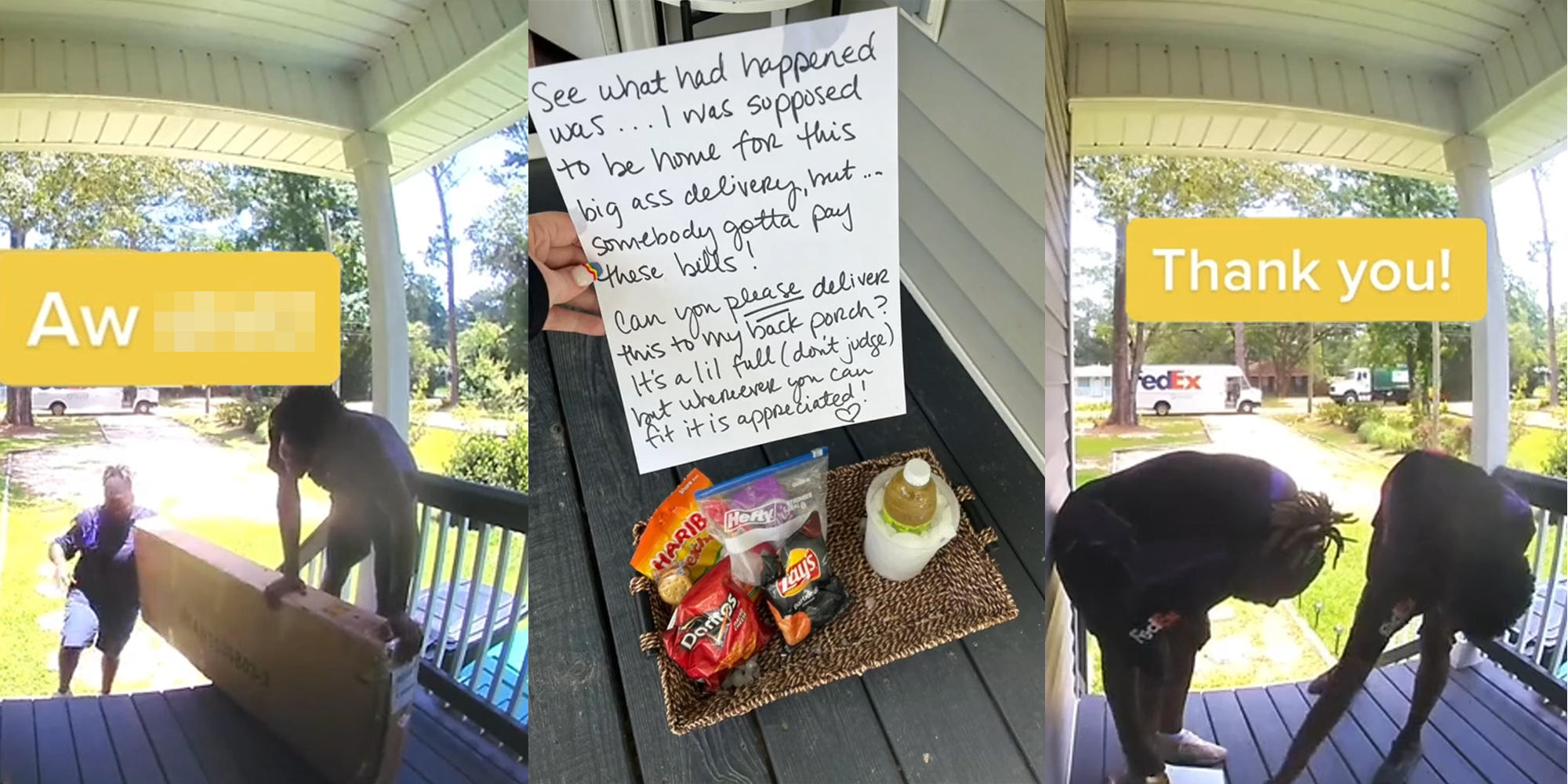 FedEx Workers Bribed With Snacks to Deliver Package to Back Porch