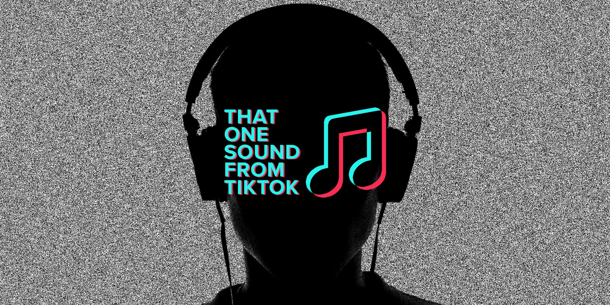 person wearing headphones with static background and That One Sound from TikTok logo