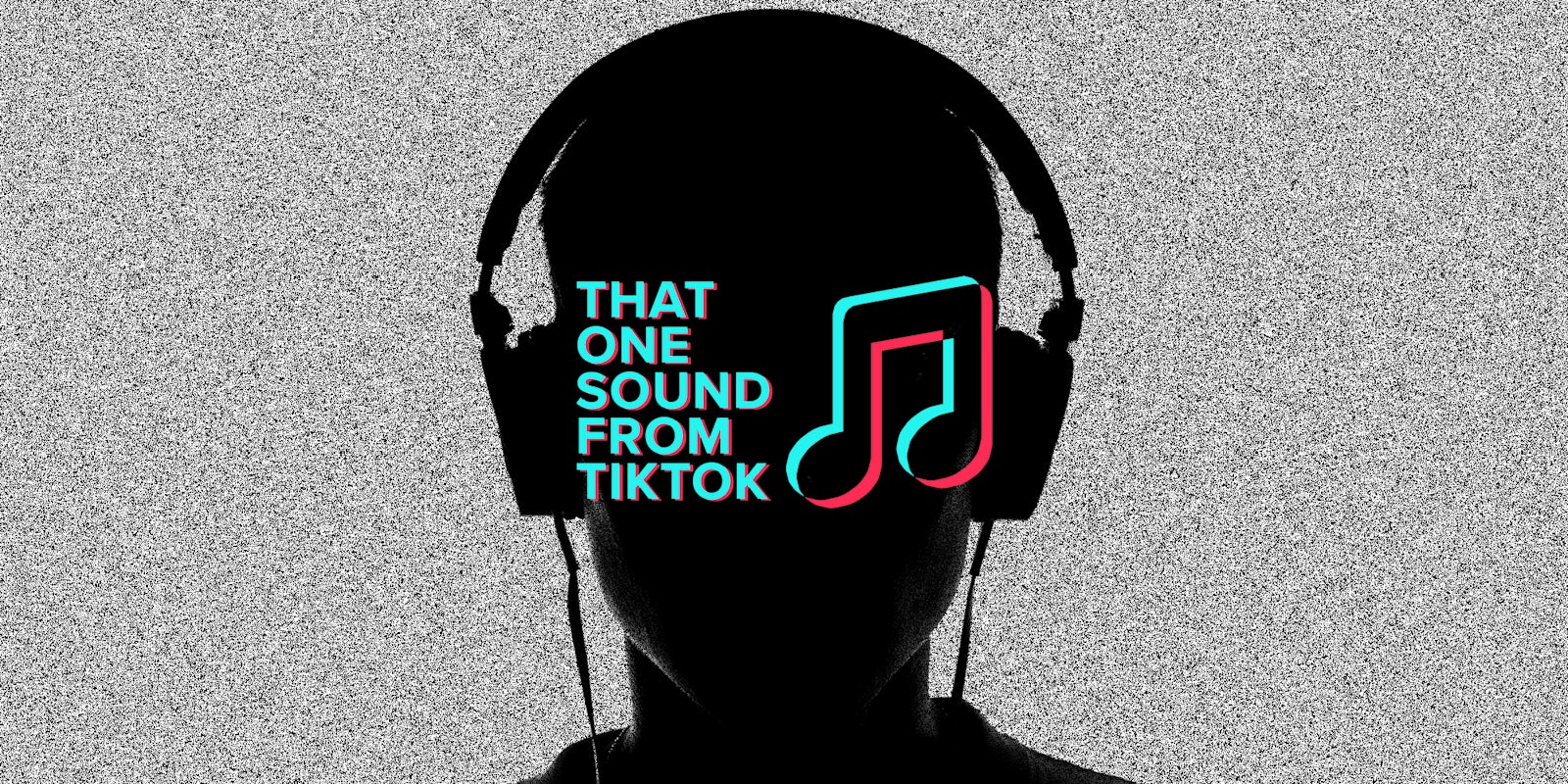 person wearing headphones with static background and That One Sound from TikTok logo