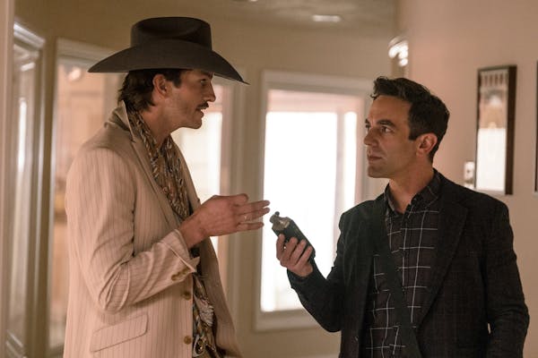 ashton kutcher (left) and bj novak (right) in vengeance