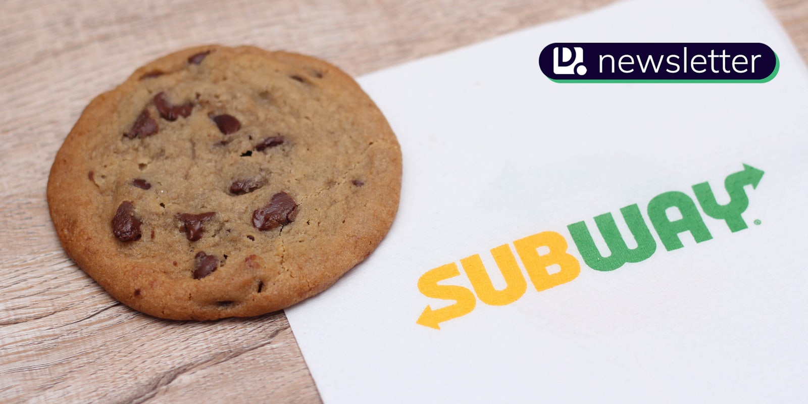 A Subway napkin and cookie.