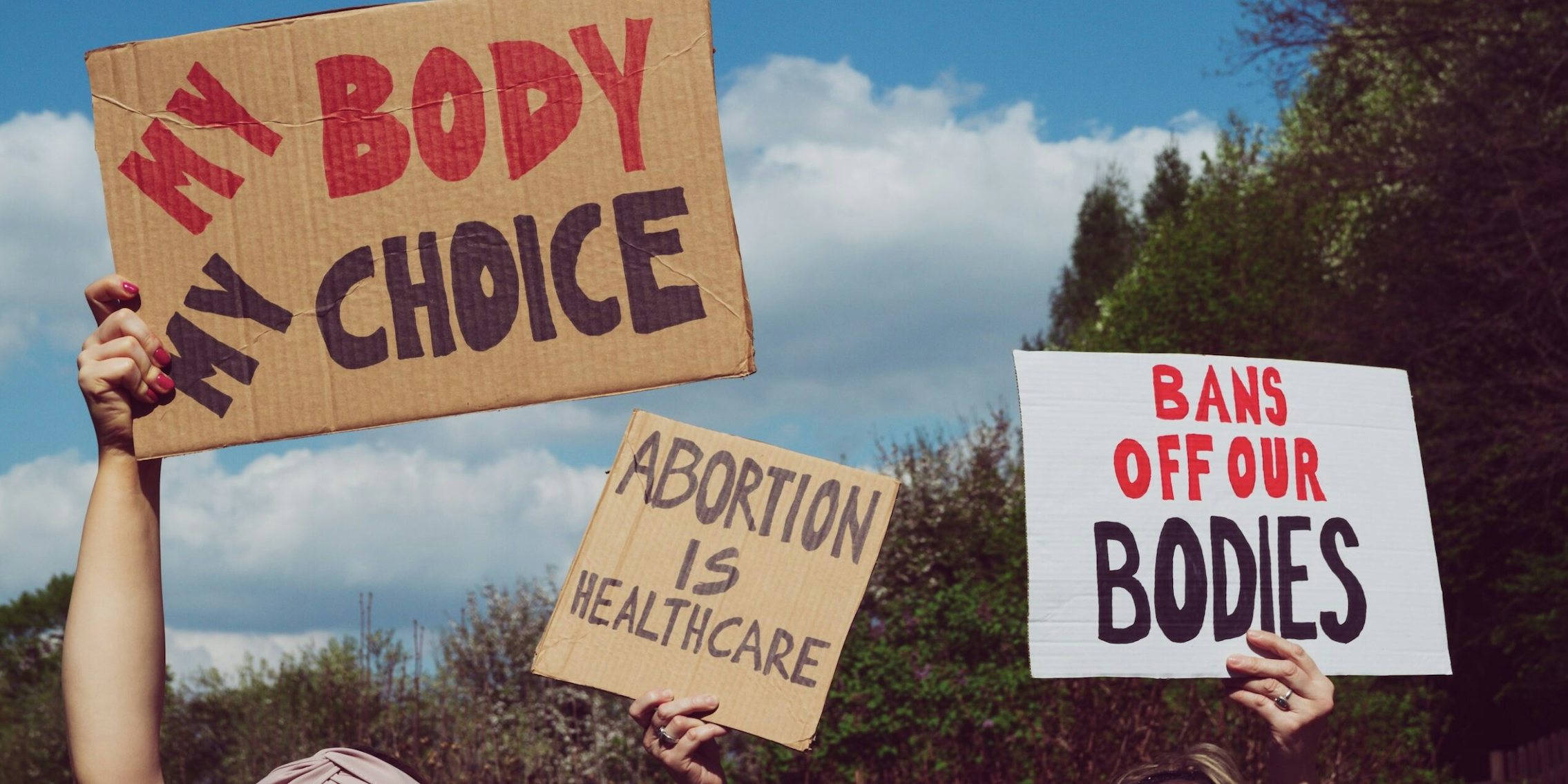 signs at abortion protest
