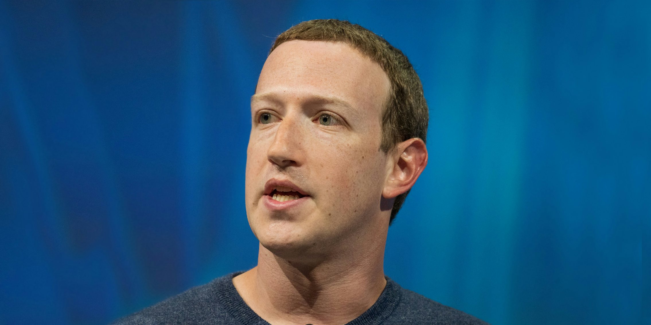 Mark Zuckerberg on blue background