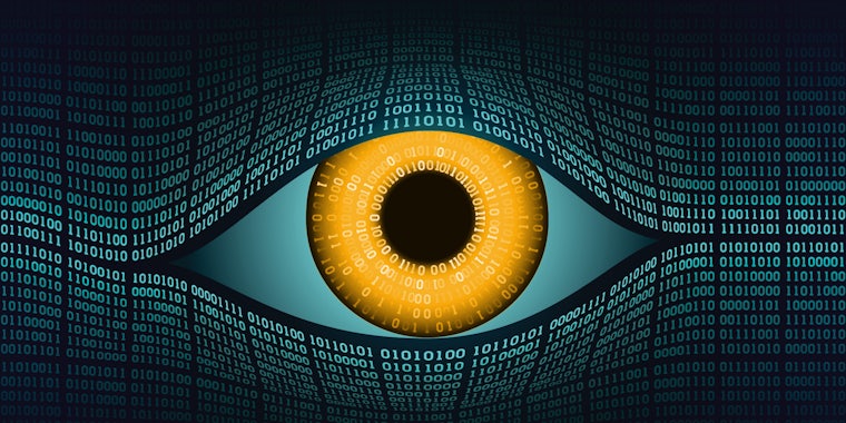 'Big Brother eye' concept with orange colored iris
