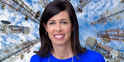 Jessica Rosenworcel over cell tower background