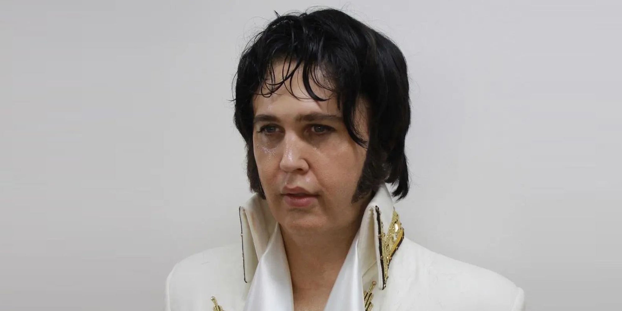 Sweaty Austin Butler as Elvis