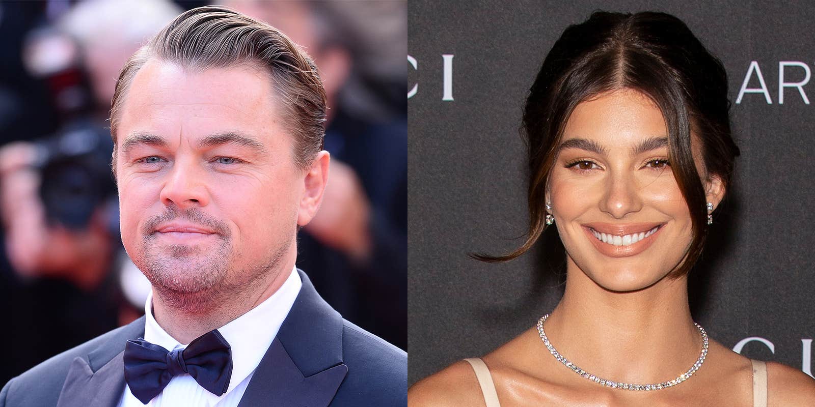 leonardo dicaprio (l) camila morrone (r)