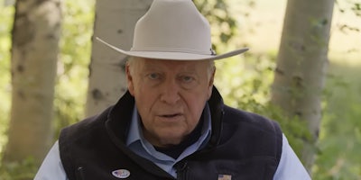 Dick Cheney speaking outside