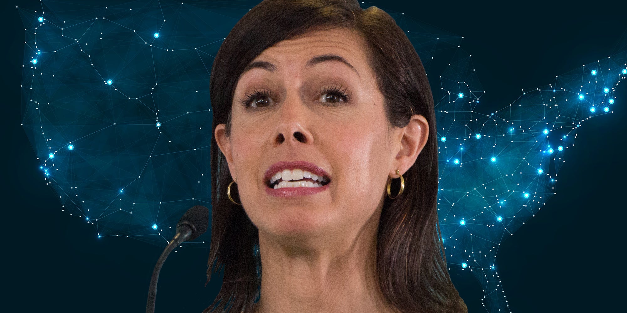 Jessica Rosenworcel over broadband map of the United States