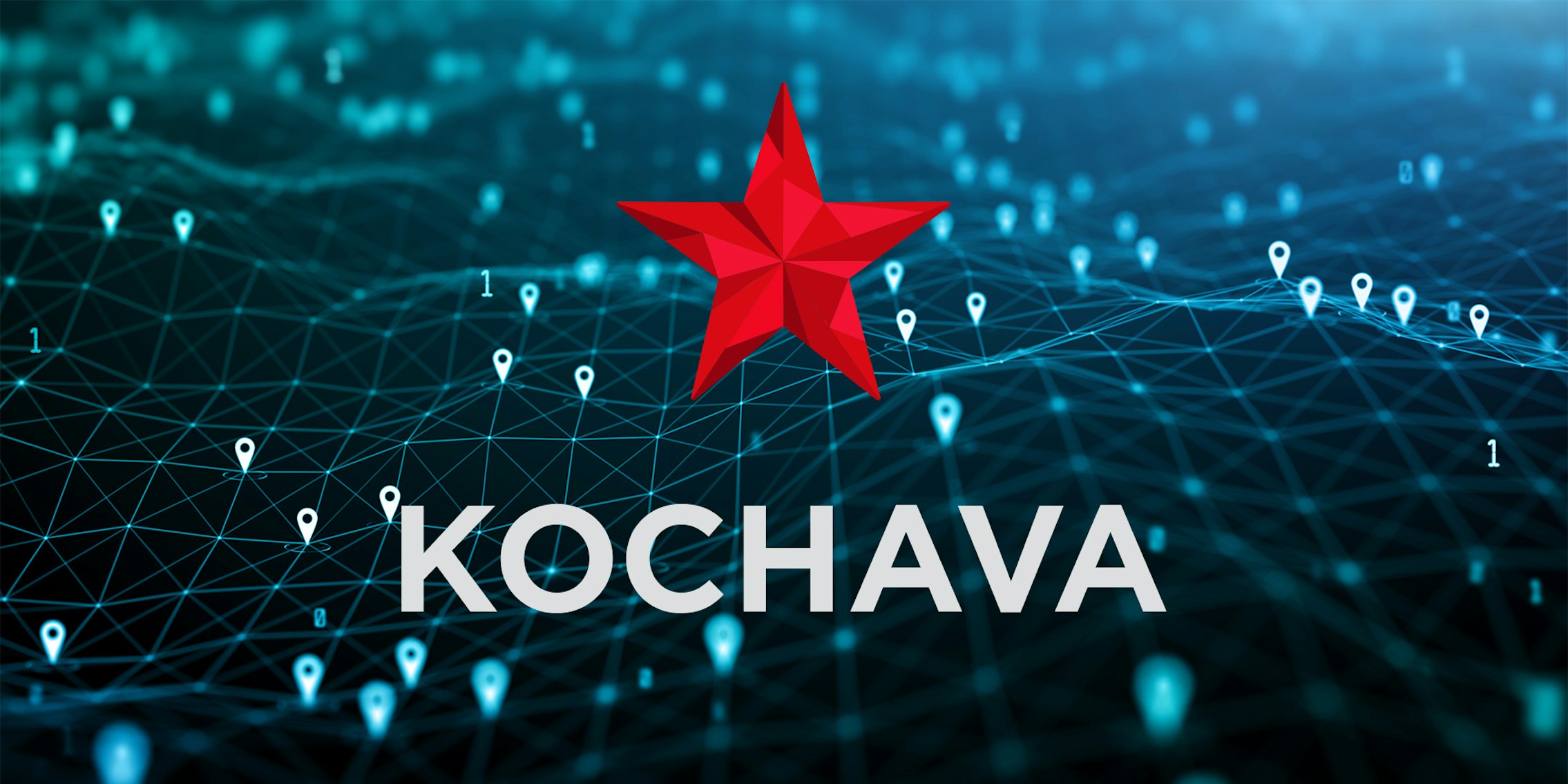 Kochava logo over location data markers
