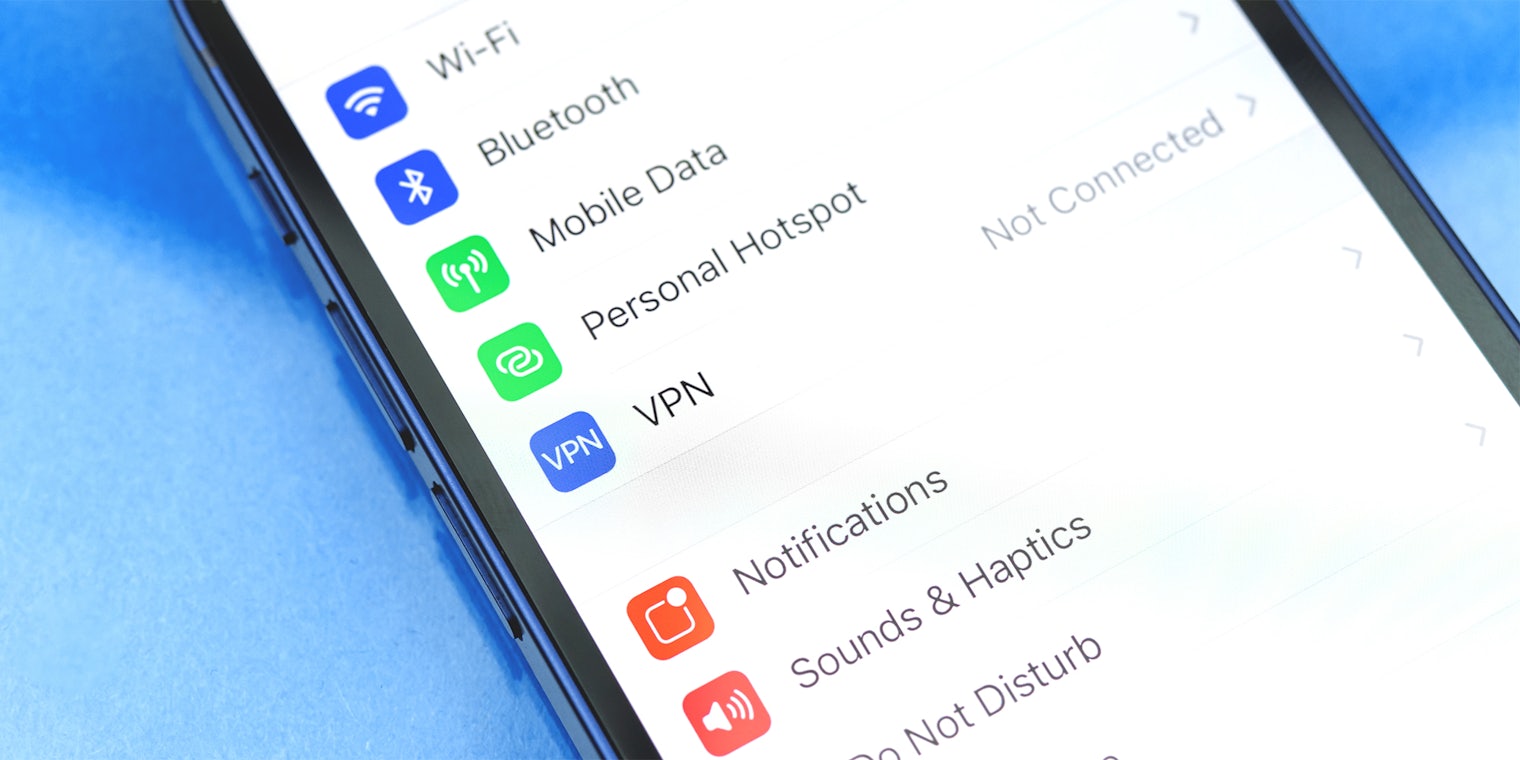 VPN setting on Apple iPhone 12 screen