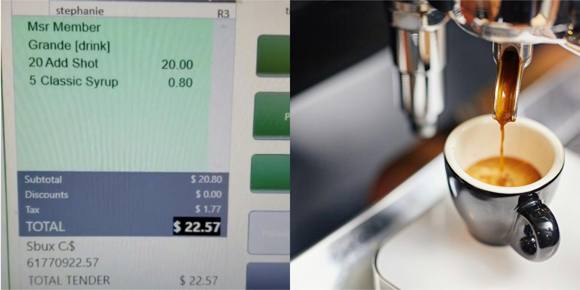woman orders 20 shots of espresso everyday at starbucks tiktok
