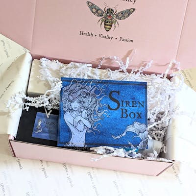 Heart + Honey Siren Box opened with contents showing